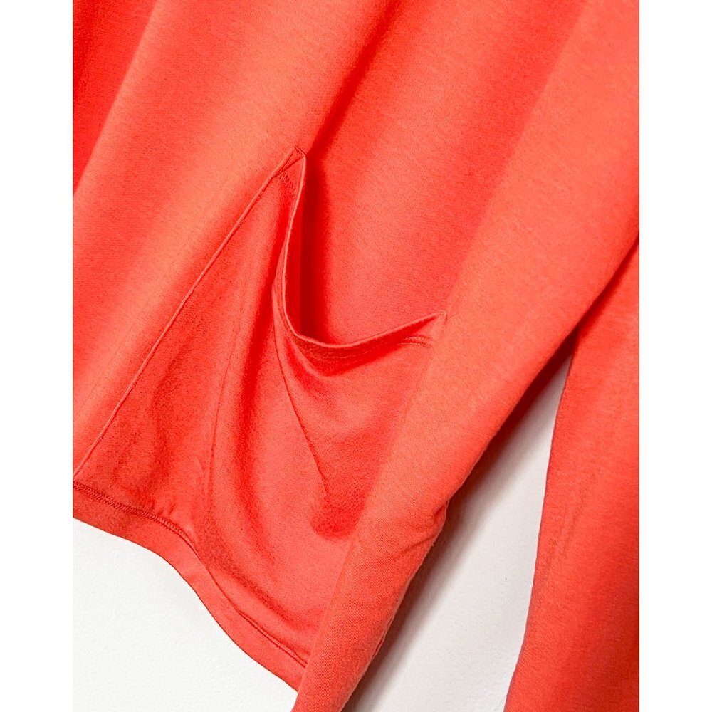 Eileen Fisher Tencel Stretch Terry Patch Pocket Long Sleeve Top Hot Red Orange M - Picture 11 of 15